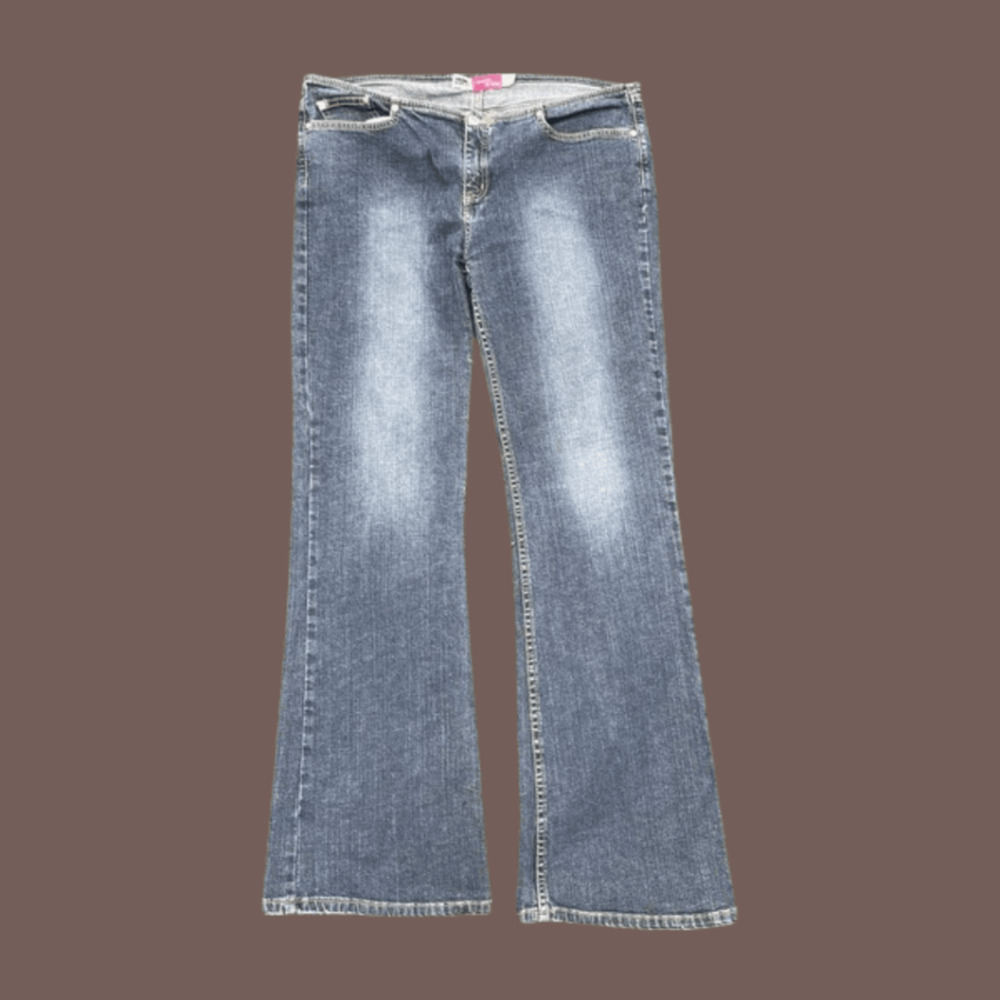 Anchor Blue Wide-Leg Jeans | Mid-Rise No Waist | Size 15 | Y2K Vintage